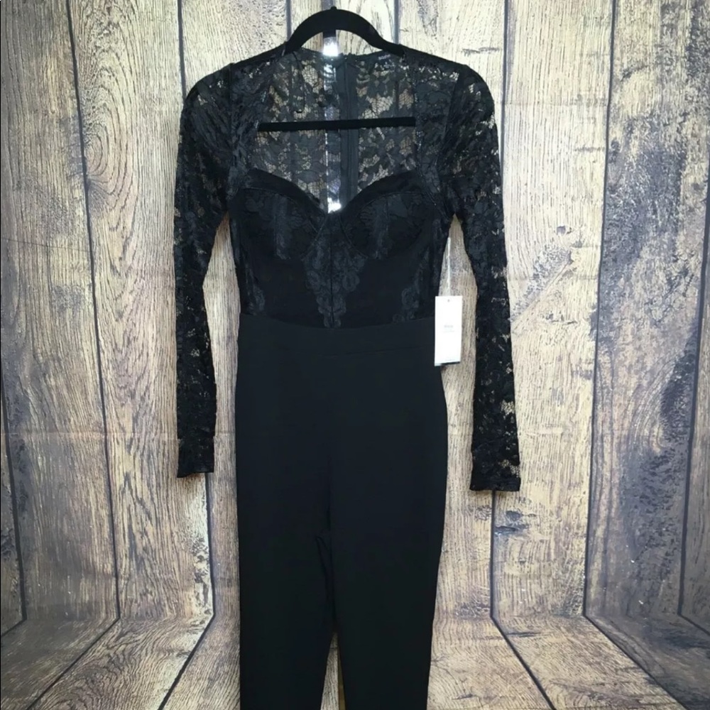 Blashe Womens Small Black Lace Long Sleeve Jumpsuit